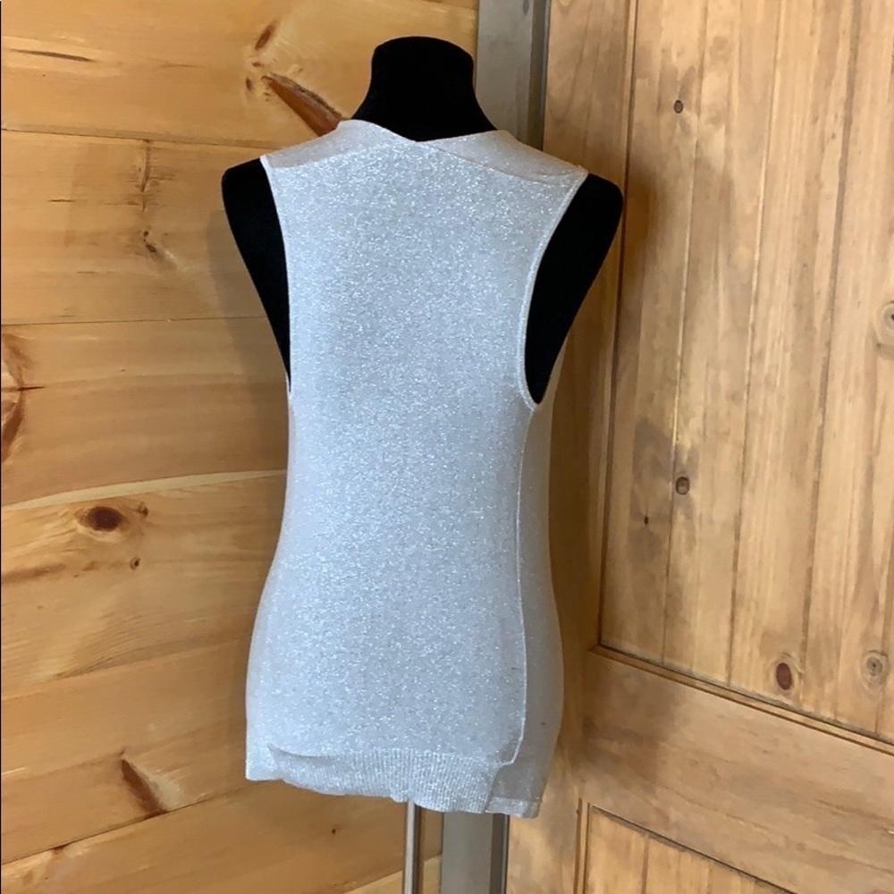 Ann Taylor sleeveless metallic silver cowl neck top Size Small - Picture 2 of 8
